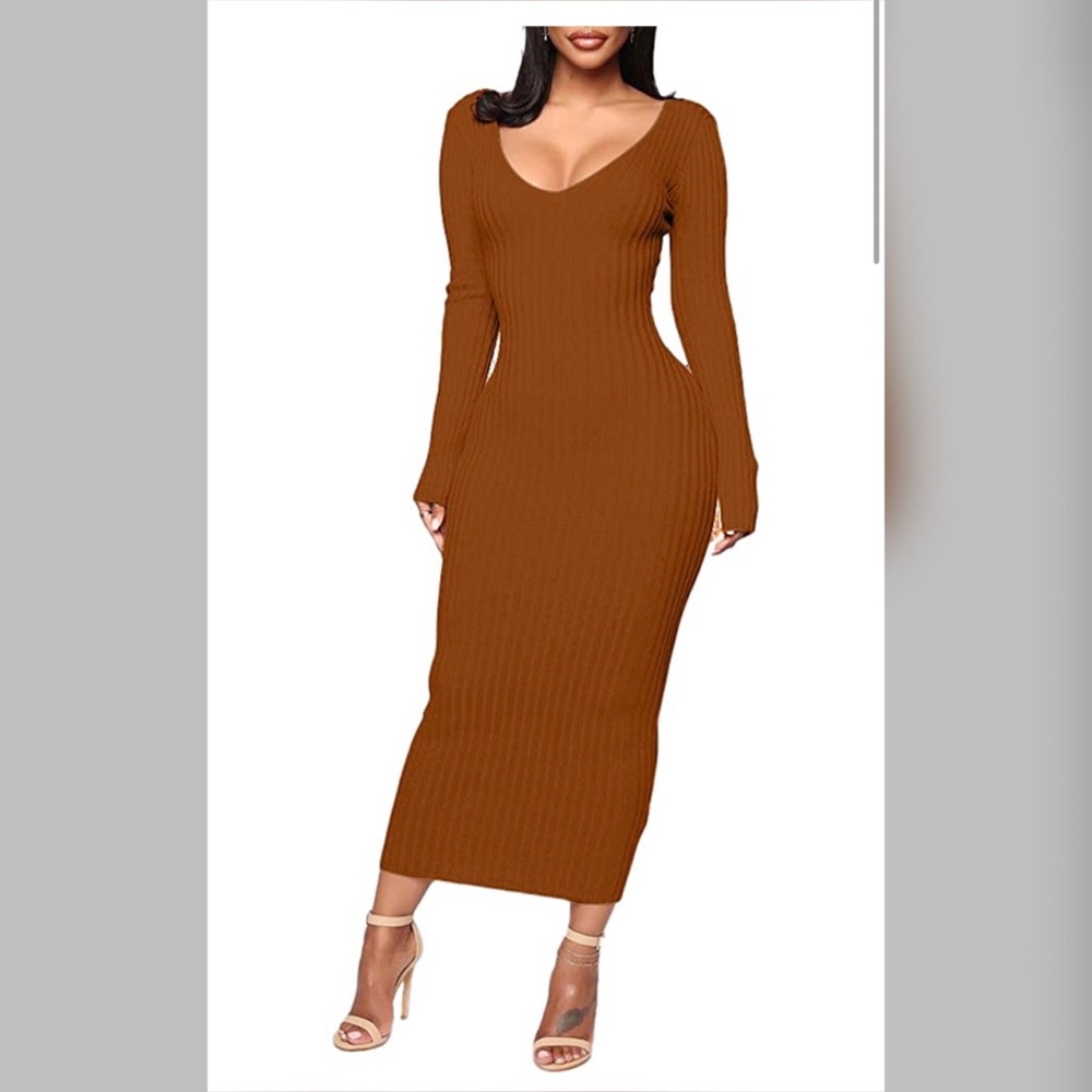 Long sleeve sweater dress. Perfect for fall or winter.